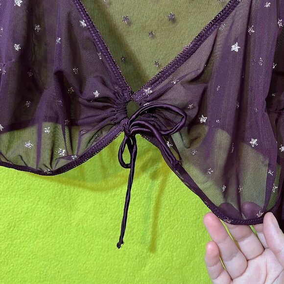 Savage x Fenty Mesh Star Burgendy Crop Top Lingerie - Picture 3 of 7